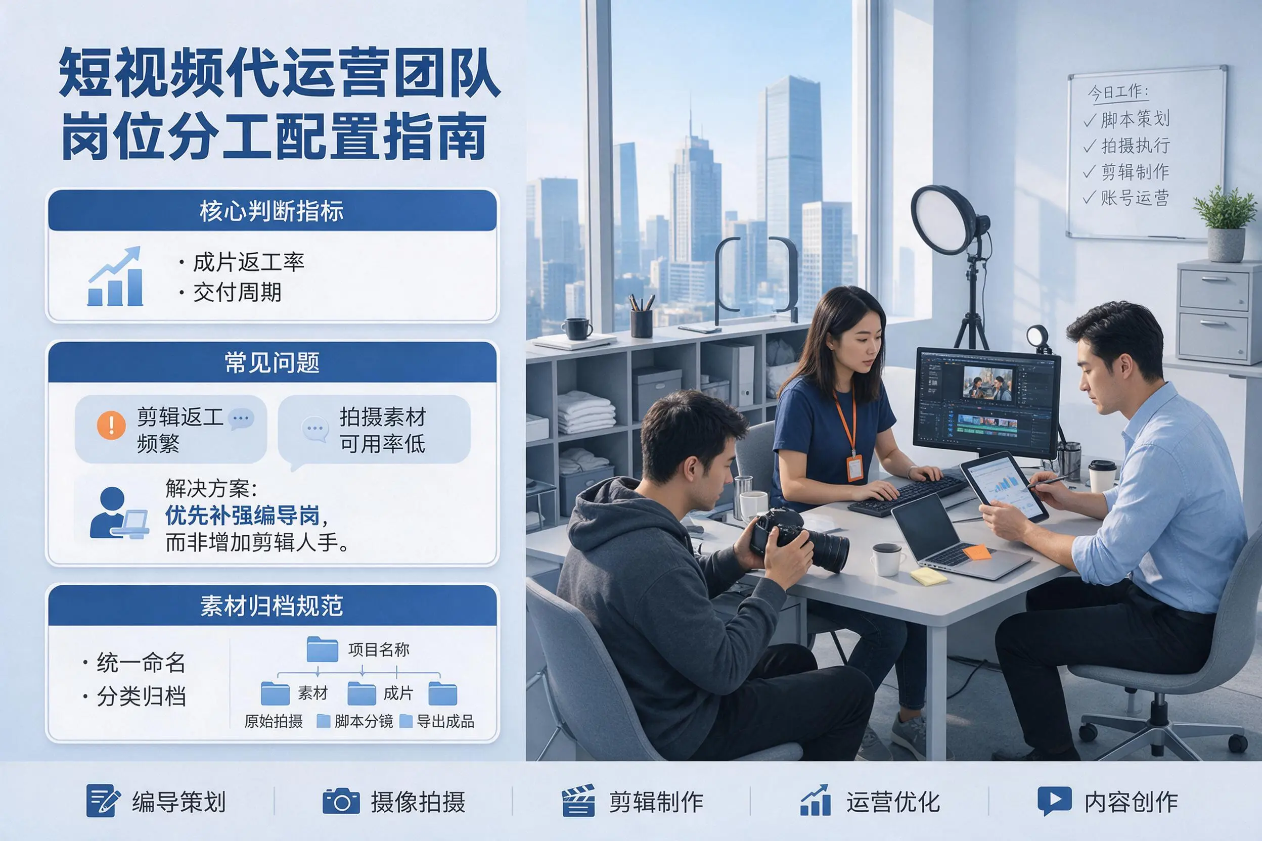 短视频代运营团队如何配置?哈密企业岗位分工科普说明