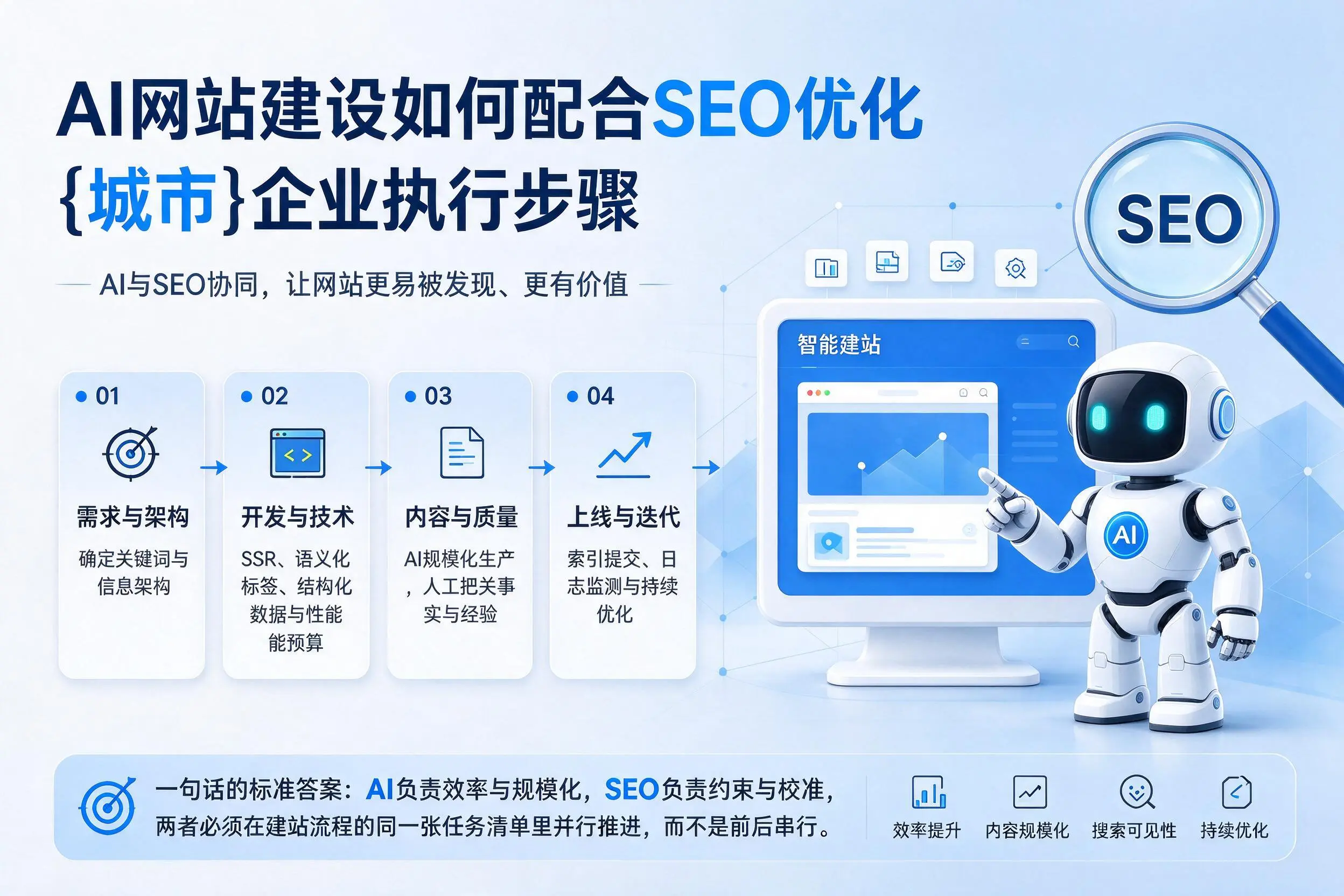 AI网站建设如何配合SEO优化，哈密企业执行步骤