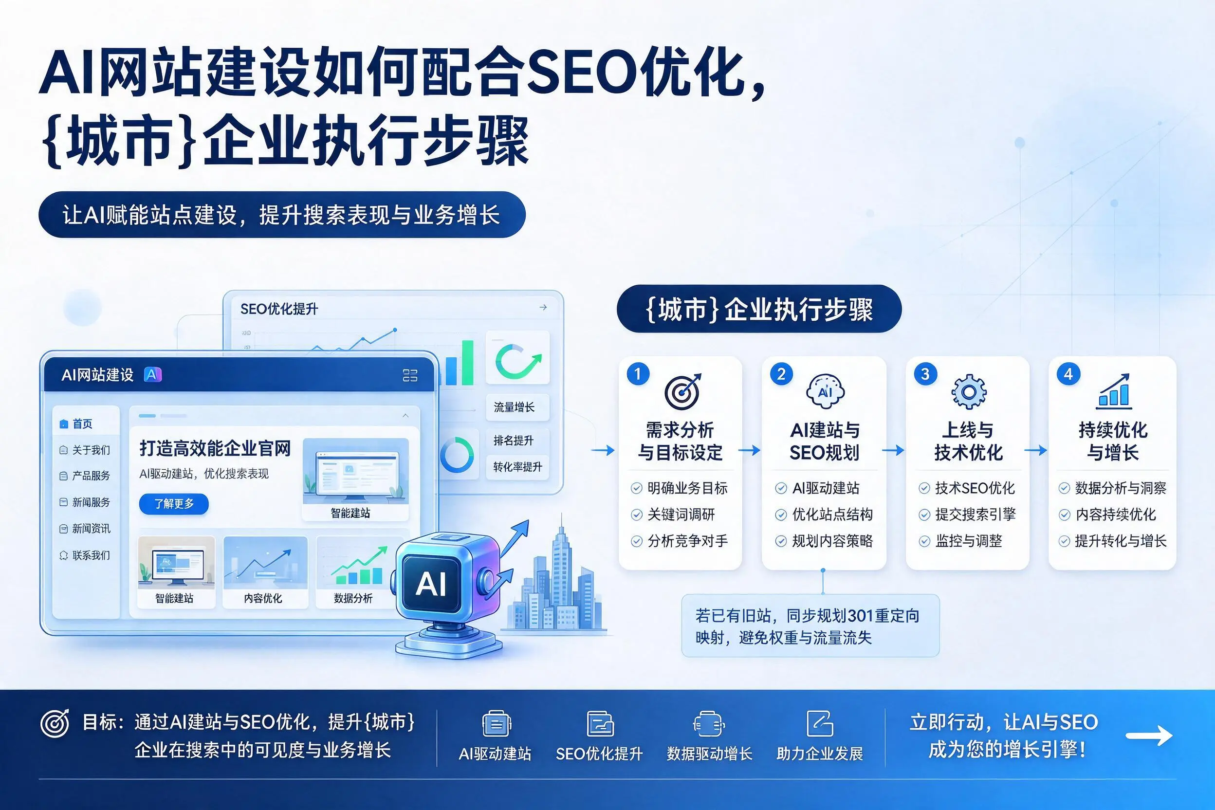 AI网站建设如何配合SEO优化，哈密企业执行步骤